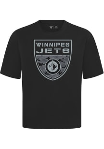 Levelwear Winnipeg Jets Black Signature Knit Buckler Short Sleeve Fashion T Shirt