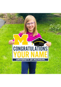 Michigan Wolverines Personalized Congratulations Grad Yard Sign - White