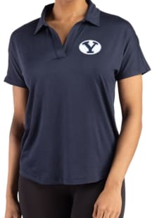 Cutter and Buck BYU Cougars Womens Navy Blue Coastline Short Sleeve Polo Shirt