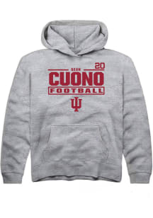 Sean Cuono Rally Indiana Hoosiers Youth NIL Stacked Box Long Sleeve Player Hoodie Grey
