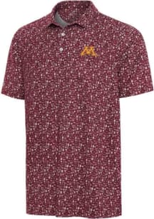 Antigua Minnesota Golden Gophers Mens Maroon University Football Short Sleeve Polo