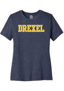Summit Sportswear Drexel Dragons Womens Navy Blue Straight Block Short Sleeve T-Shirt