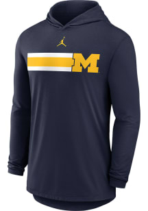 Nike Michigan Wolverines Mens Blue Team Pattern Long Sleeve Lightweight Hoodie