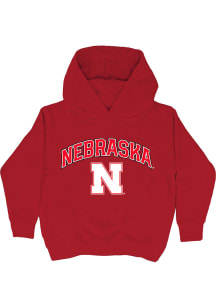 Vive La Fete Nebraska Cornhuskers Toddler Scarlet Red Arch Sam Long Sleeve Hooded Sweatshirt