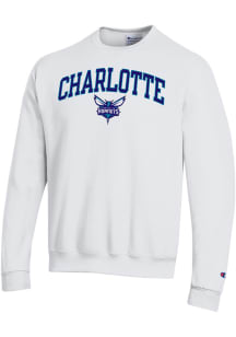 Champion Charlotte Hornets Mens White Arch Mascot Long Sleeve Crew Sweatshirt