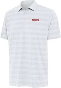 Antigua Kansas City Chiefs Mens White Wordmark Tunnel Short Sleeve Polo
