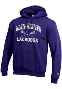 Champion Northwestern Wildcats Mens Purple Lacrosse Icon Powerblend Long Sleeve Hoodie