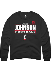 Jamari Johnson Cincinnati Bearcats Mens Black Football NIL Stacked Box Player Crew