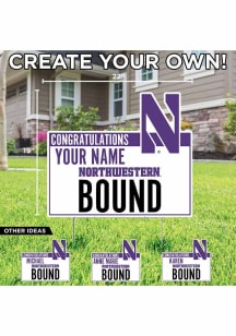 Northwestern Wildcats Personalized School Bound Yard Sign - White