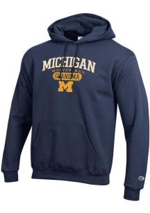Champion Michigan Wolverines Mens Navy Blue Pill Box Grandma Powerblend Long Sleeve Hoodie