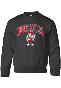 Summit Sportswear Nebraska Cornhuskers Youth Black Huskers Long Sleeve Crew Sweatshirt