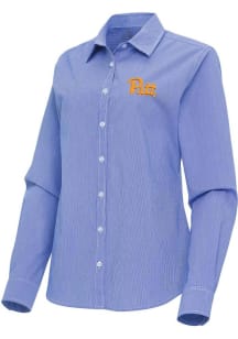 Antigua Pitt Panthers Womens Porter Long Sleeve Blue Dress Shirt