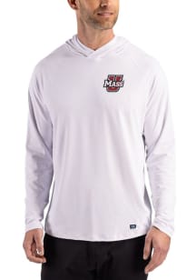 Cutter and Buck Massachusetts Minutemen Mens White Prospect Eco Long Sleeve Hoodie