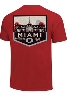 Miami RedHawks Red Campus Two-Tone Badge Short Sleeve T Shirt