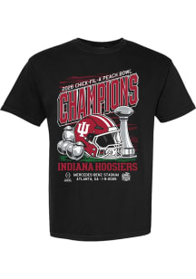 Something Inked Indiana Hoosiers Black 2026 Peach Bowl Champions Trophy Short Sleeve T Shirt