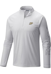 Columbia Purdue Boilermakers Mens White Heat Seal Terminal Tackle Long Sleeve Qtr Zip Pullover