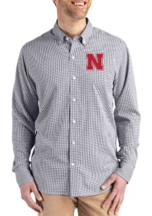 Cutter and Buck Nebraska Cornhuskers Mens Black Skyline Long Sleeve Dress Shirt