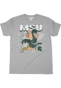 SLAM Michigan State Spartans Grey Vintage Dunking Basketball Sparty Short Sleeve Fashion T Shirt