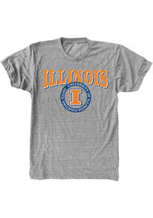 SLAM Illinois Fighting Illini Grey Circle Vintage Short Sleeve Fashion T Shirt