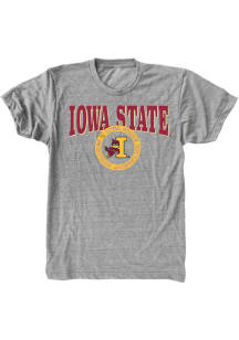 SLAM Iowa State Cyclones Grey Circle Vintage Short Sleeve Fashion T Shirt
