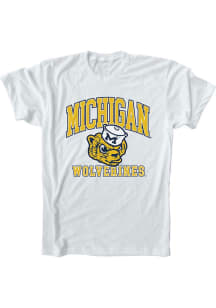 SLAM Michigan Wolverines White Oversized Logo Classic Short Sleeve Fashion T Shirt
