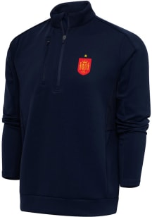 Antigua Spain National Team Mens Navy Blue Genesis Long Sleeve Qtr Zip Pullover