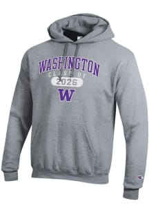 Champion Washington Huskies Mens Grey Class of 2026 Powerblend Long Sleeve Hoodie