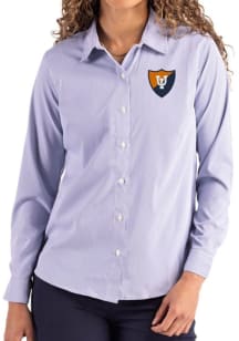 Cutter and Buck Illinois Fighting Illini Womens Vault Epic Confidence Pinstripe Long Sleeve Navy B..