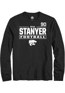 Brad Stanyer K-State Wildcats Black Football NIL Stacked Box Long Sleeve Player T Shirt