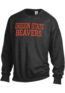 ComfortWash Oregon State Beavers Mens Black Stacked Garment Dyed Long Sleeve Crew Sweatshirt