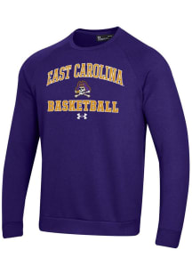 Under Armour East Carolina Pirates Mens Purple Basketball Rival Long Sleeve Crew Sweatshirt