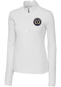 Cutter and Buck Philadelphia Union Womens White Traverse Qtr Zip Pullover