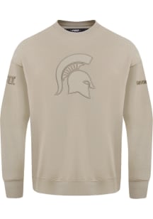 Pro Standard Michigan State Spartans Mens Tan Neutral Long Sleeve Fashion Sweatshirt