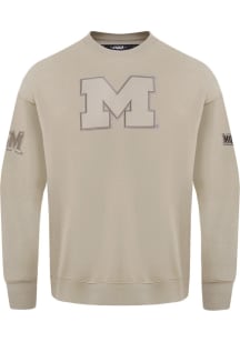 Pro Standard Michigan Wolverines Mens Tan Neutral Long Sleeve Fashion Sweatshirt