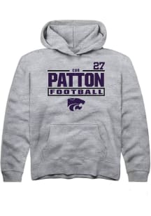 Cub Patton Rally K-State Wildcats Youth NIL Stacked Box Long Sleeve Player Hoodie Grey