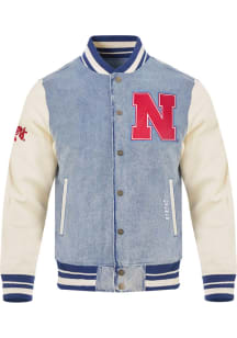 Pro Standard Nebraska Cornhuskers Womens White Denim Varsity Light Weight Jacket