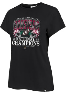 Indiana Hoosiers Womens Black 2025 CFP National Champions Frankie + Short Sleeve T-Shirt