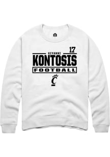 Giyahni Kontosis Cincinnati Bearcats Mens White Football NIL Stacked Box Player Crew