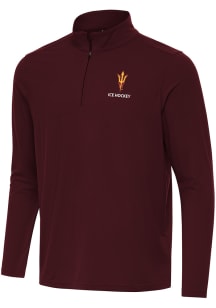 Antigua Arizona State Sun Devils Mens Maroon Ice Hockey Intent Long Sleeve Qtr Zip Pullover