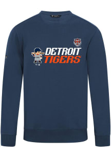 Levelwear Detroit Tigers Mens Navy Blue Zane 8-Bit Baseball Long Sleeve Crew Sweatshirt