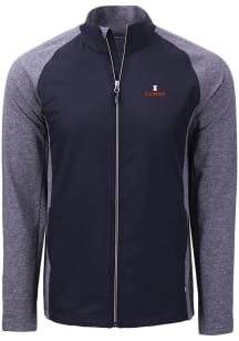 Cutter and Buck Illinois Fighting Illini Mens Navy Blue Adapt Eco Medium Weight Jacket