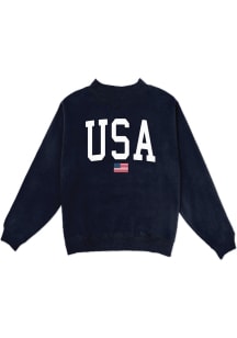 Blue 84 Americana Womens Navy Blue USA Flag Crew Sweatshirt
