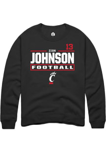 Zion Johnson Cincinnati Bearcats Mens Black Football NIL Stacked Box Player Crew