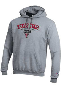 Champion Texas Tech Red Raiders Mens Grey Pill Box Mom Powerblend Long Sleeve Hoodie