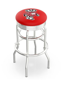 Wisconsin Badgers Mascot Double-Ring Swivel Chrome Pub Stool - Black