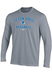 Under Armour Seton Hall Pirates Grey Baseball Performance Long Sleeve T Shirt