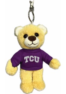 TCU Horned Frogs 4.5inch Fluffy Bear Keychain - Purple
