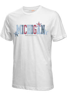 Michigan Wolverines Womens White Americana Short Sleeve T-Shirt
