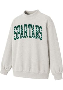 Michigan State Spartans Womens Oatmeal Heather Polka Dot Crew Sweatshirt