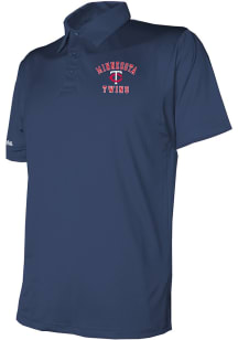 Stitches Minnesota Twins Mens Navy Blue Logo Short Sleeve Polo